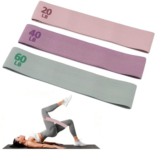 Lot de 3 bandes de résistance antidérapantes en tissu - Niveaux de résistance pour entraînement musculaire - Musculation des hanches - Jambes - Yoga Pilates - Fitness à domicile