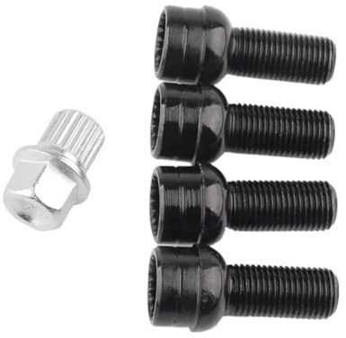 Bulloni per Ruote per VW per Bora M14x1.5 Dadi antifurto per Ruote in Lega Nera per Auto in Acciaio Inossidabile