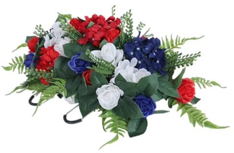 SEWACC Künstliche Trauerblumen für Grabstein, Elegante Eisen Silk Deko | Realistische Haptik, Frisch Wirkende Optik, Wetterfeste Nutzung Draußen, Einfache Montage für Gedenkfeiern