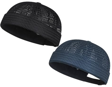 Men's Breathable brimless Docker Hat, Lightweight, Breathable, Large-Mesh, Brimless Hat for Outdoor Activities Such as Cycling and Walking