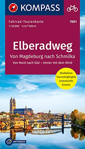 KOMPASS Fahrrad-Tourenkarte Elberadweg 1, Von Schmilka nach Magdeburg 1:50.000: Leporello Karte, reiß- und wetterfest