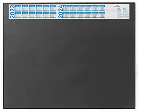 Durable Schreibtischunterlage schwarz (mit transparenter Auflage und Kalender, 650 x 520 mm) 1 Stück, 720401