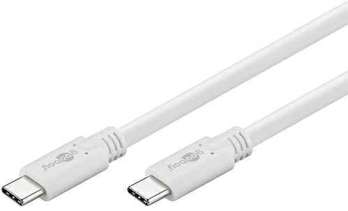 Goobay 67194 USB C Kabel 1m 3.2 Gen. 1 / 60W Handykabel / USB C auf USB C Ladekabel 5 Gbits SuperSpeed / USB Type C Handy Samsung Xiaomi Sony / Weiß / 1 Meter