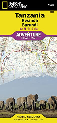 Tanzania, Rwanda & Burundi Adventure Map by National Geographic – Waterproof Travel Map with Safari Parks, Kilimanjaro, Lake Victoria & Cultural Sites – Foldable East Africa Map