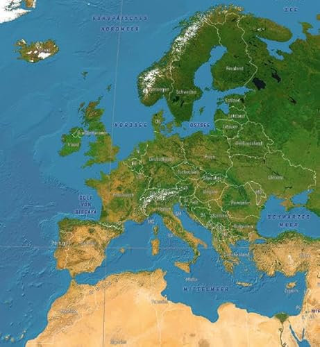 GLOW IN THE DARK Satellitenbild Europakarte: für Kinder und Erwachsene - leuchtet im Dunkeln