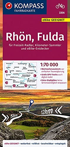 KOMPASS Fahrradkarte 3356 Rhön, Fulda 1:70.000: reiß- und wetterfest mit Extra Stadtplänen