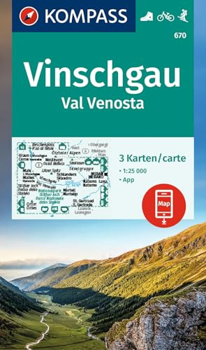 KOMPASS Wanderkarten-Set 670 Vinschgau / Val Venosta (3 Karten) 1:25.000: inklusive Karte zur offline Verwendung in der KOMPASS-App. Fahrradfahren.