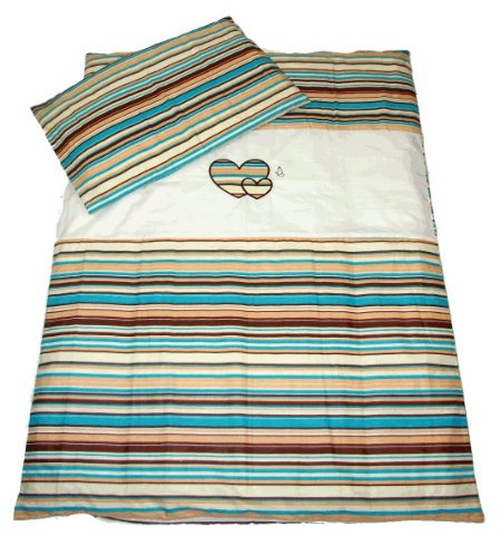 Bettwäsche-Garnitur für Babys, mit Herzmotiv, 4-teilig bestehend aus Bettdecke, Deckenbezug, Kissen, Kissenbezug