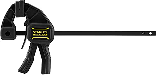 Stanley FatMax Einhandzwinge Klein FMHT0-83231 (114mm Schienen-Länge, 15kg Spannkraft, verwindungssteife I-Profil-Schiene, leichtes Umstellen von Spannen auf Spreizen, abnehmbare Schutzkappen)