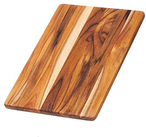 Teakhaus Essential Schneidebrett M, 35×24×1,4 cm, FSC-Teakholz, Saftrille | Holzbrett, messerfreundlich, für Gemüse, Fleisch, Käse und Servieren, pflegeleicht, ölreiches Naturholz