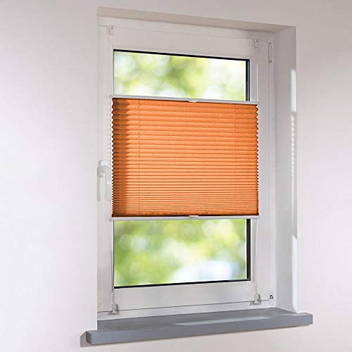 Plissee Klemmfix Faltstore UNIVERSAL Faltrollo ohne Bohren - 20 x 100 cm - orange