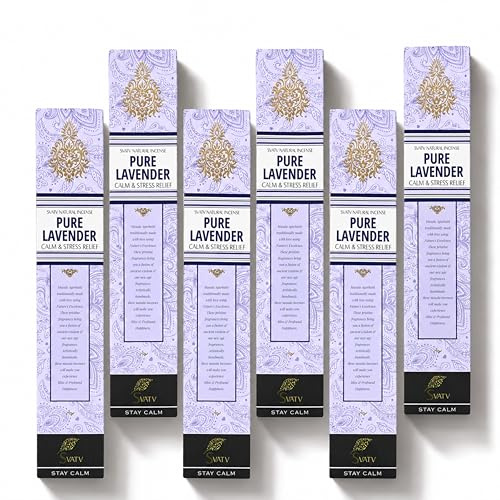  SVATV Bastoncini di incenso alla lavanda antica con confezione da 6 incensi per meditazione, yoga, spiritualit?, aromaterapia, purificazione energetica - 15 g x 06 incenso | 90 g