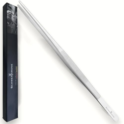 SCHWERTKRONE® Kochpinzette 30cm [EDELSTAHL ROSTFREI] - Hochwertige Küchenpinzette - Pinzette Küche Edelstahl - Qualitative Grillpinzette - Koch Pinzette - Grifffeste Grillzangen Ähnliche Pinzette