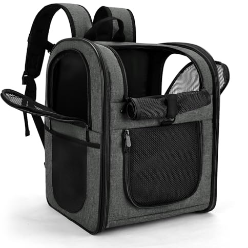 Apollo Walker Pet Carrier Backpack for 4-18lb Cats and Dogs, Puppies, Safety Features and Cushion Back Support | for Travel, Hiking, Outdoor Use (Gray)