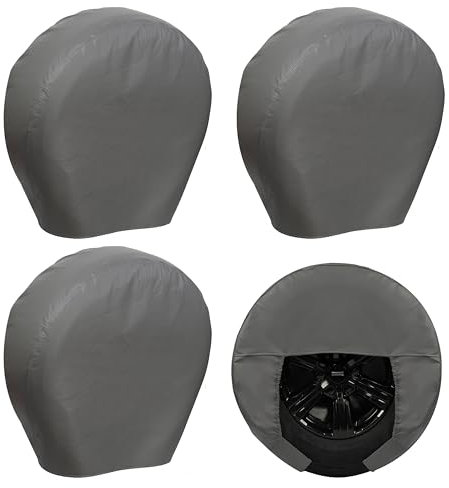 Moonet Robuste Reifenabdeckungen für Wohnmobil-Räder (4 Stück), robust, dicker Sonnenschutz für LKW, Wohnmobil, Boot, Anhänger, Camper, Van, SUV, Durchmesser 107 cm x Höhe 28 cm, Anthrazit
