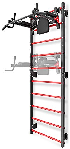 Marbo - Sprossenwand für Erwachsene - Set mit Klimmzugstange und Dip Stange - 230 x 81 cm - 2 in 1 Pull Up und Dip Station zur Wandmontage, Home Gym, Sportgeräte für Zuhause - MHU1 (MH-U204 + MH-U205)