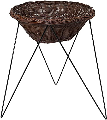 Verkaufsständer mit Weidenkorb Ø 68 cm, schwarzes Metallgestell, Warenkorb | Aktionskorb, Wühlkorb, Präsentationskorb, Verkaufsschütte, Verkaufs-Korb mit Ständer, Weidekorb, Auslagekorb
