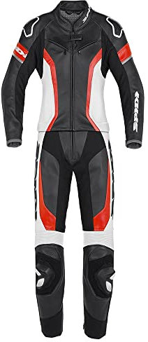 SPIDI Laser Touring Due pezzi da donna tuta in pelle della moto, nero/rosso/bianco, 42