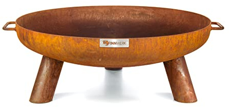 Finnwerk HARRI Feuerschale Rostoptik 60 cm - Exklusiver Stahl mit edler Rost-Patina - Kleine Feuerschalen für den Garten - Dekorativ und Rustikal - Feuerschalen Deckel separat erhältlich