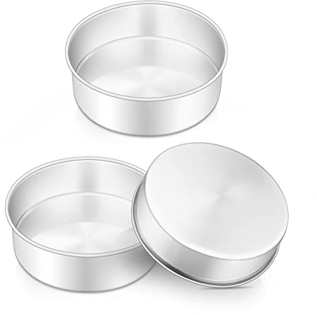 Cake Tin, Onader 6 Inch Round Cake Tins, 3PCS Stainless Steel Cake Pan Tray for Baking, Bakeware Set for Birthday Christmas Wedding Layer Cakes, Heavy Duty & Healthy, Mirror Finished & Dishwasher Safe