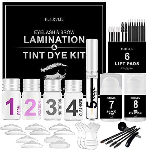 Novobey Lash lift and Hair Color Kit, Brow Lamination Kit with Coloring, 4 in 1 Eyebrow Lift and Eyelash Perm Kit with Black Color, Safe & Easy to Use at Home Salon, Long-lasting for 6-8 Weeks