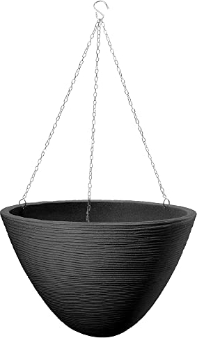 Dehner Hängeampel Vino, Ø 33 cm, Höhe ca. 25 cm, Kunststoff, dunkelgrau