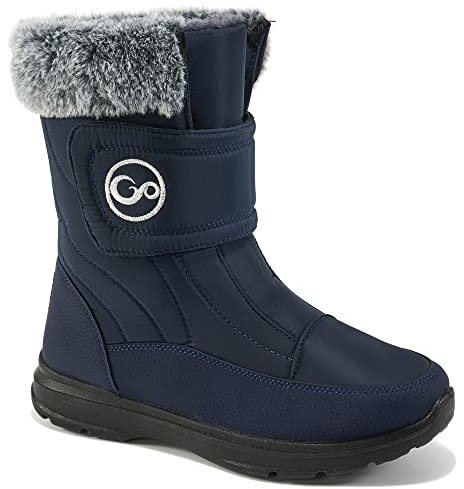 Almusen Snow Boots for Womens Winter Shoes: Warm Fur Lining Mid Calf Boots Women Anti Slip Waterproof Hook Loop Comfortable Outdoor Boot