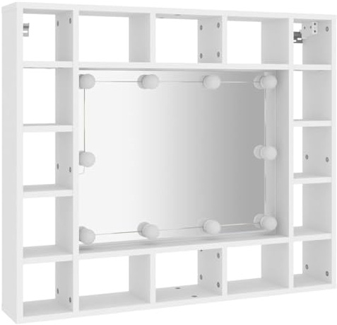 vidaXL Spiegelschrank mit LED Weiß 91x15x76,5 cm