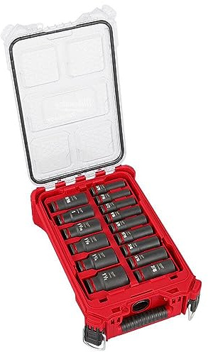 Milwaukee 49-66-6802 Shockwave Impact Duty Socket 1/5.1 cm Drive SAE Packout Set de 15 piezas