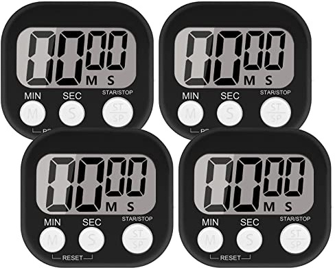 4 Piezas Alarma Fuerte Temporizador Cocina, Magnético Digital Timer con Pantalla Grande, Time Timer en Niños para Estudiar, Trabajar, Hacer Ejercicio