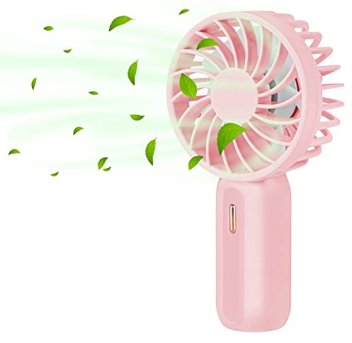 AMFUN Ventilateur portatif, rechargeable par USB, à 3 vitesses, super mini taille (6,1 x 3,1 x 1,15 cm) pour enfants, extérieur, maison, bureau, école, voyage (rose)