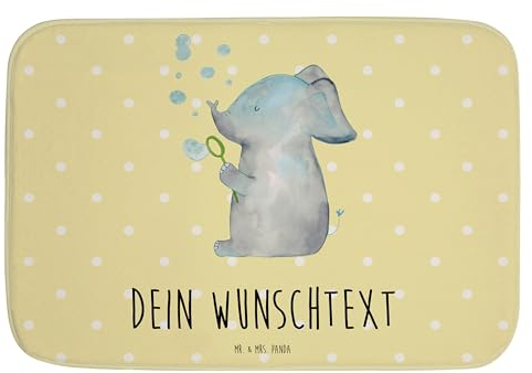 Mr. & Mrs. Panda Personalisierte Badematte Elefant Seifenblasen - Geschenke, Liebesspruch, Badvorleger Selbst Gestalten, Liebe, Elefanten, Heimat, Weicher Mit Wunschtext, Badtextilien, Lustige Sprüche