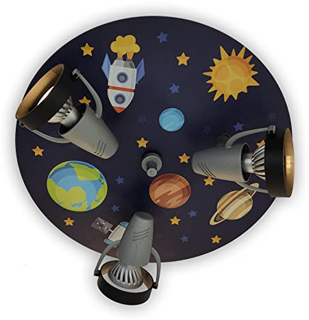 Niermann Standby Strahler Weltall, 3 x GU10, max. 35 Watt, Made in Germany, verstellbare Strahler, Spots, Kinderleuchte, Kinderlampe (Weltall)