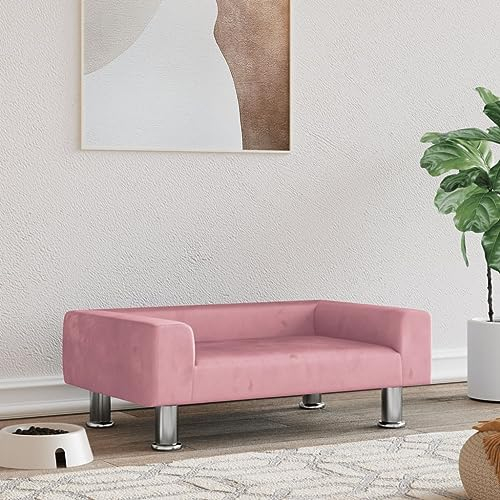 puraday Hundebett Rosa 70x45x26,5 cm Samt Hundesofa Hundebetten Katzenbett Bequeme Haustierbett Katzensofa Stilvolles Design Kann Im Wohnzimmer Oder Schlafzimmer Platziert Werden