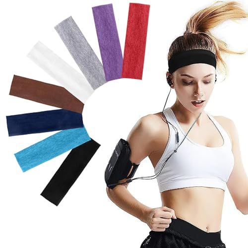 Stirnbänder für Frauen, 8 Stück Schweißband Stirn, Sport-Stirnbänder Weiches Elastisch Haarreife Sportliche Stirnband Schweißband für Laufen Radfahren Yoga Basketball