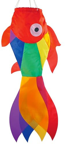 In the Breeze 5208 — 30-inch Rainbow Damsel Fish Windsock —Large and Colorful Fishsock with Applique Design