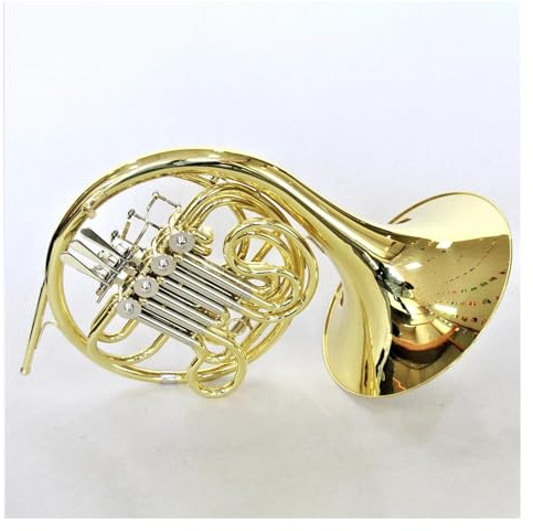 4-Tasten-Doppel-Waldhorninstrument, Professionelles Waldhorn Aus Messing Und Goldlack Mit Koffer Waldhorn-Set