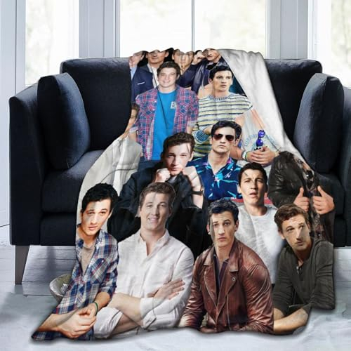 Ldsgdfst Decke, Miles Teller, weiche und bequeme Woll-Fleece-Überwurfdecke für Sofa, Büro, Auto, Camping, Yoga, Reisen, Heimdekoration, gemütliche Plüsch-Stranddecke, Geschenk, 152,4 x 127 cm