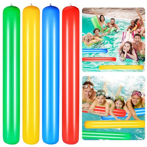 Lot de 4 Frite Piscine Noodle,Gonflables Frite Piscine,Nouilles Piscine Gonflables pour Enfants et Adultes,Mousse Bâtons Gonflables pour Piscine,Nouilles de Piscine pour la baignaou l'aquasport