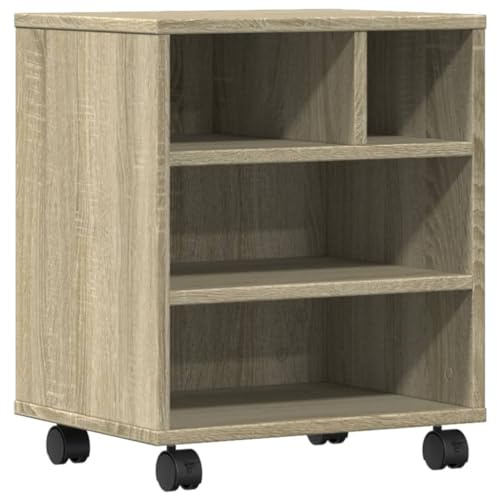 vidaXL Support d'imprimante avec roulettes chêne Sonoma 41x32x48 cm, Table d'imprimante, Table d'imprimante d'ordinateur, Support d'imprimante avec Rangement
