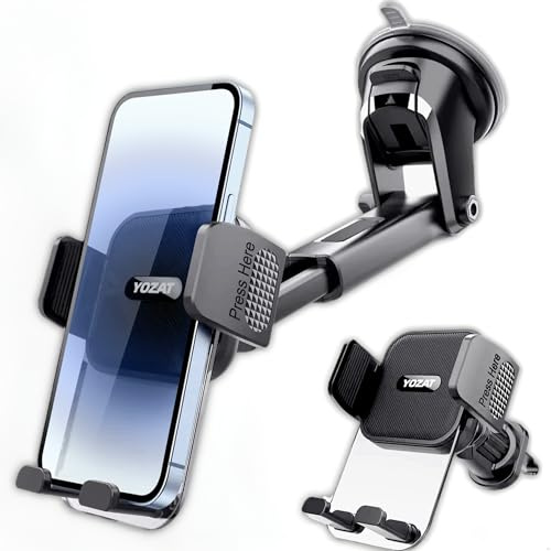 YOZAT Car Phone Holder for Dashboard, Windshield, Air Vent - Universal Mount, Heavy Duty, Compatible with All Smartphones