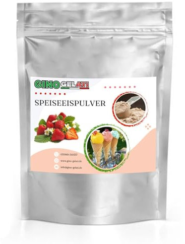 Gino Gelati fruchtiges Eis Speiseeis Pulver, verschiedene Geschmackssorten, schnelle und einfache Zubereitung, für Gastronomie und private Küche, Made in Germany (1 Kg, Erdbeere)