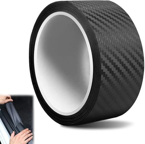 Film Carbone Autocollant Noir 3CM x 5M, Protecteur en Fibre de Carbone Autocollant Anti-Rayures, Protecteur en Fibre de Carbone Film de Protection pour Protection Pare Choc adhésif Voiture, Moto