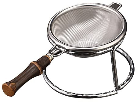 Passoire à thé et café en métal - Filtre fin en acier inoxydable - Avec poignée en bambou - Réutilisable - Outil de cuisine