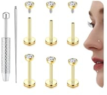 YADOCA G23 Titane Piercing Helix Piercing Filetage Intérieur Labret Levre Conch Piercings Hypoallergénique Piercing Oreille Or Tragus Piercing Bijoux, Zircon