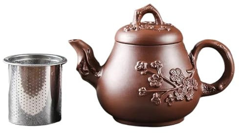taza de cerámica, Juego de té de la tarde Juegos de té chino personalizados Tetera antigua de barro Zhu Beauty Tetera con filtro de ciruela pintada a mano Tetera de arcilla morada de mineral crudo Yix