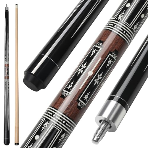 ASMPCUE Pool Queue, 58 Zoll Billard Queue Hardwood Pool Cue 13mm Spitzen für Professionelle Billardspieler, 1/2 Queue Sticks für Billard Tisch Sport