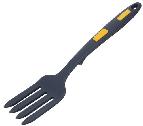 PAMINGONO Fourchette Cuisine Multifonction En Silicone Antiadhésive Bleu Foncé, Poignée Ergonomique, Résistante à La Chaleur, Légère Et Compacte, Pour Pâtes, Nouilles Et Cuissons Maison
