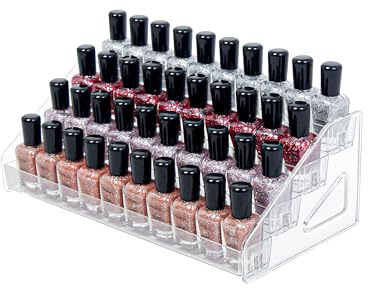 DTXIAQIAO 4-Tier Clear Acrylic Nail Polish Storage, Holds 32-64 Bottles, Multi-Purpose Nail Polish Rack, Sunglasses, Essential Oils and Cosmetics