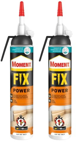 Colla di montaggio grigio Moment Fix Power di Henkel – Forte colla speciale per interni – facile da applicare – antiappannamento e versatile (2 x 260 g)